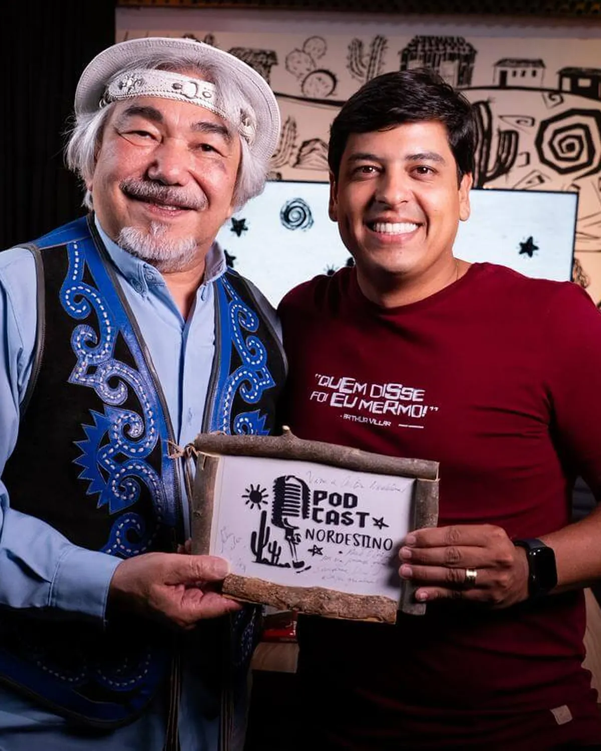 Arthur Farias com famoso em registro do Podcast Nordestino